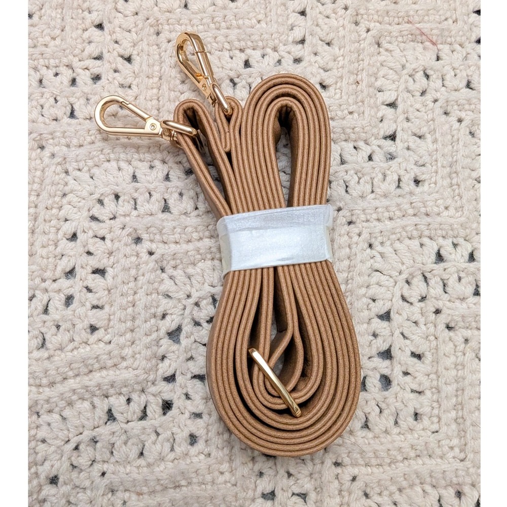 White Elm Gemini XL Adjustable Bag Strap Almond Brown Gold Hardware 64.5" NEW